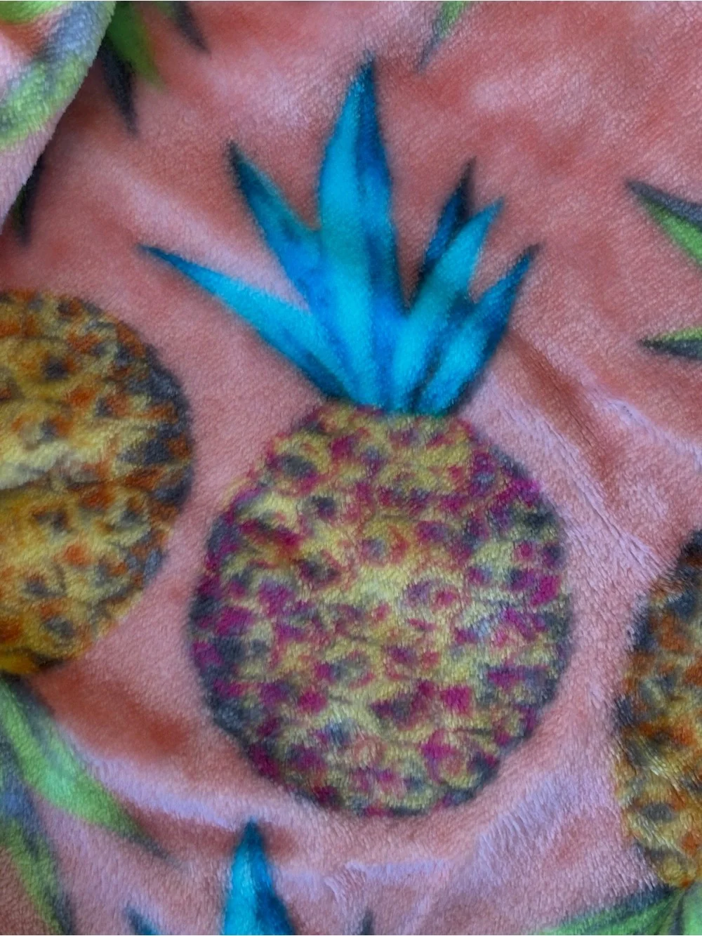 JCPenney Home Plush Pineapple Throw Blanket Pink Tropical 48” x 65” Soft